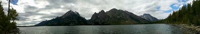 Panorama of Grand Teton from Jenny Lake