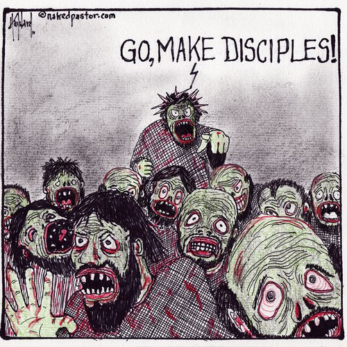 Zombie Jesus tells zombie disciples to "Go make disciples!"