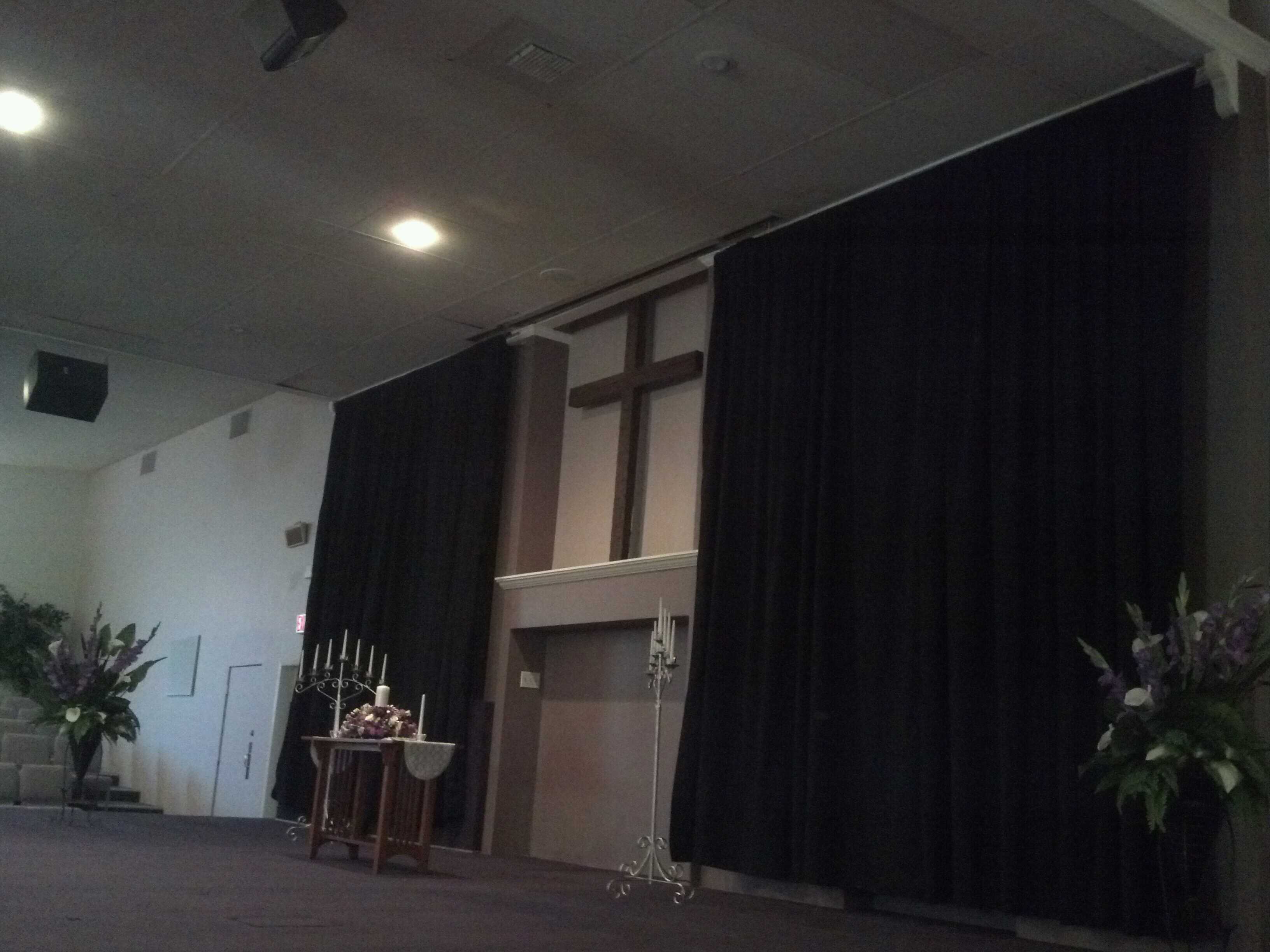 The cross in the church before a wedding